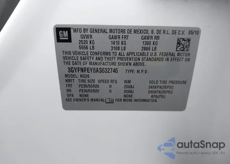 2010 Cadillac Srx Premium Collection z USA, uszkodzony, nr VIN 3GYFNFEY8AS632746